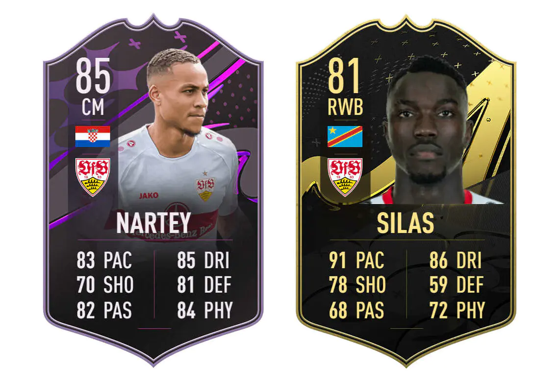 Cartas Nartey Dúo Dinámico y Silas IF (Stuttgart) FIFA 23 Ultimate Team