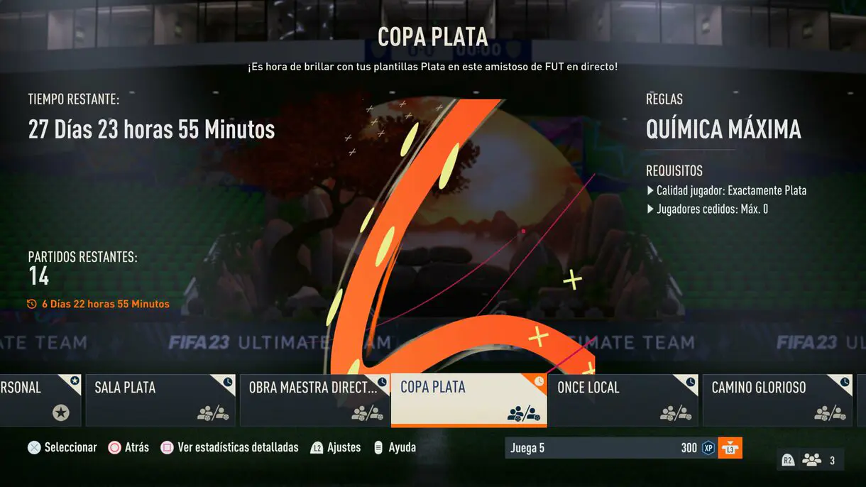 Menú amistosos online Copa Plata FIFA 23 Ultimate Team
