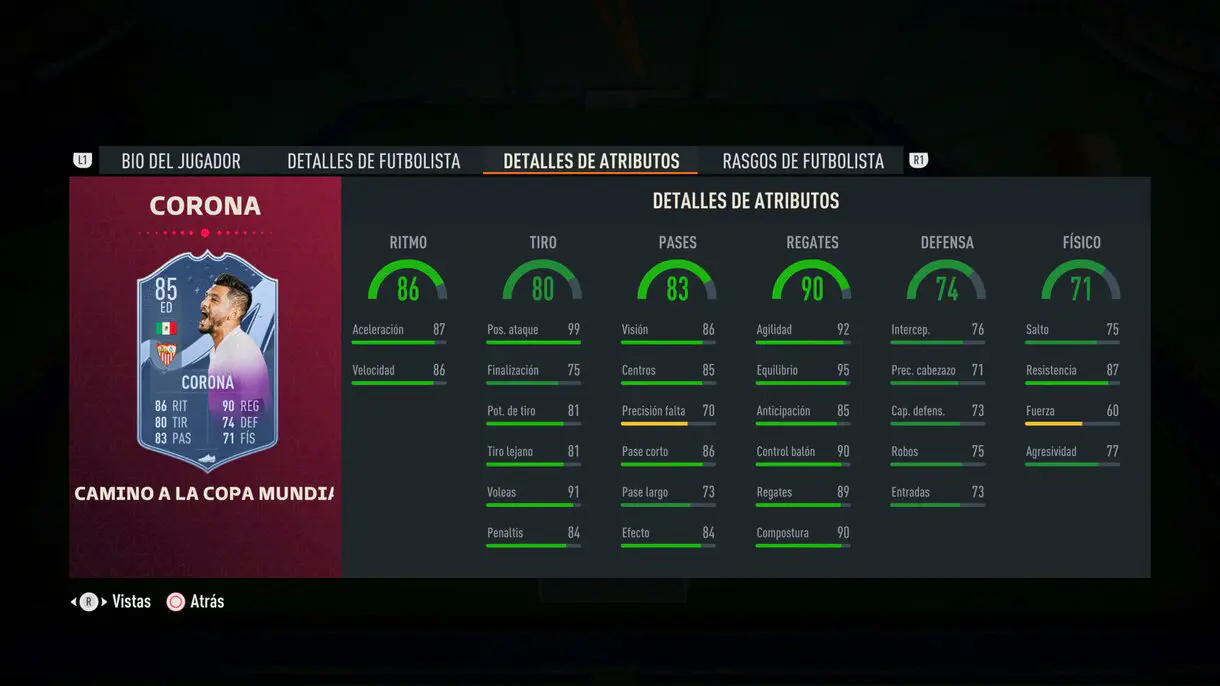 Stats in game Corona RTFWC FIFA 23 Ultimate Team