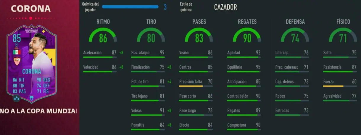 Stats in game Corona RTFWC FIFA 23 Ultimate Team