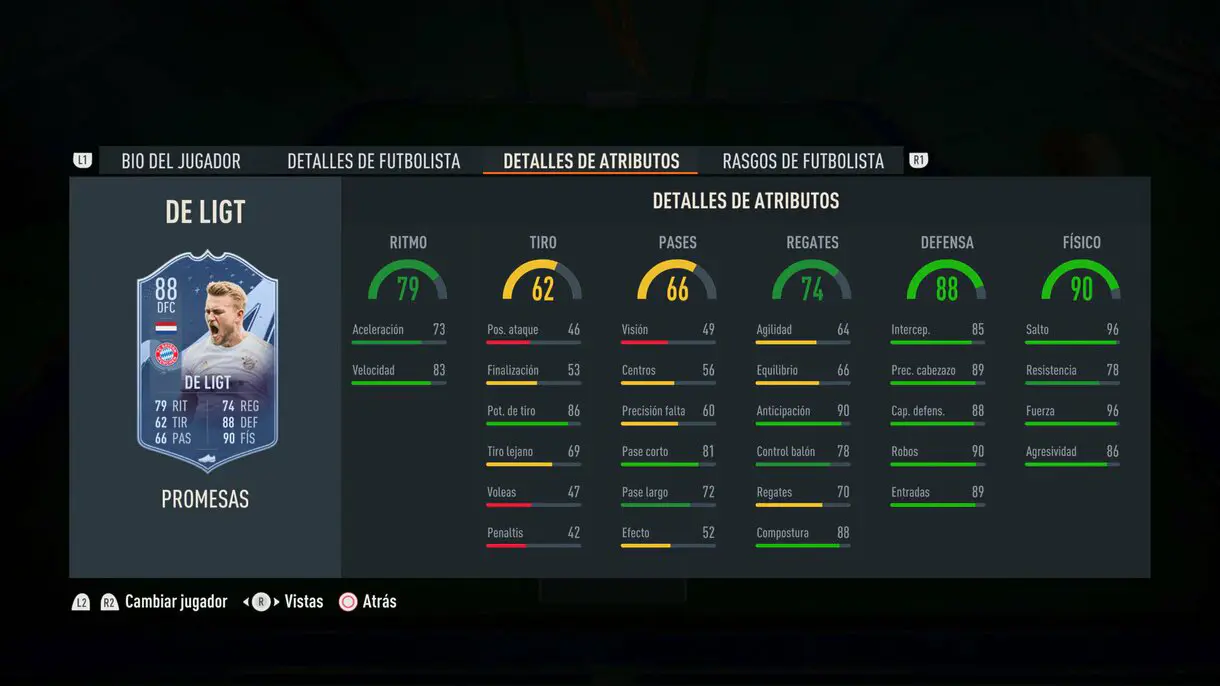 Nuevas stats in game De Ligt OTW FIFA 23 Ultimate Team