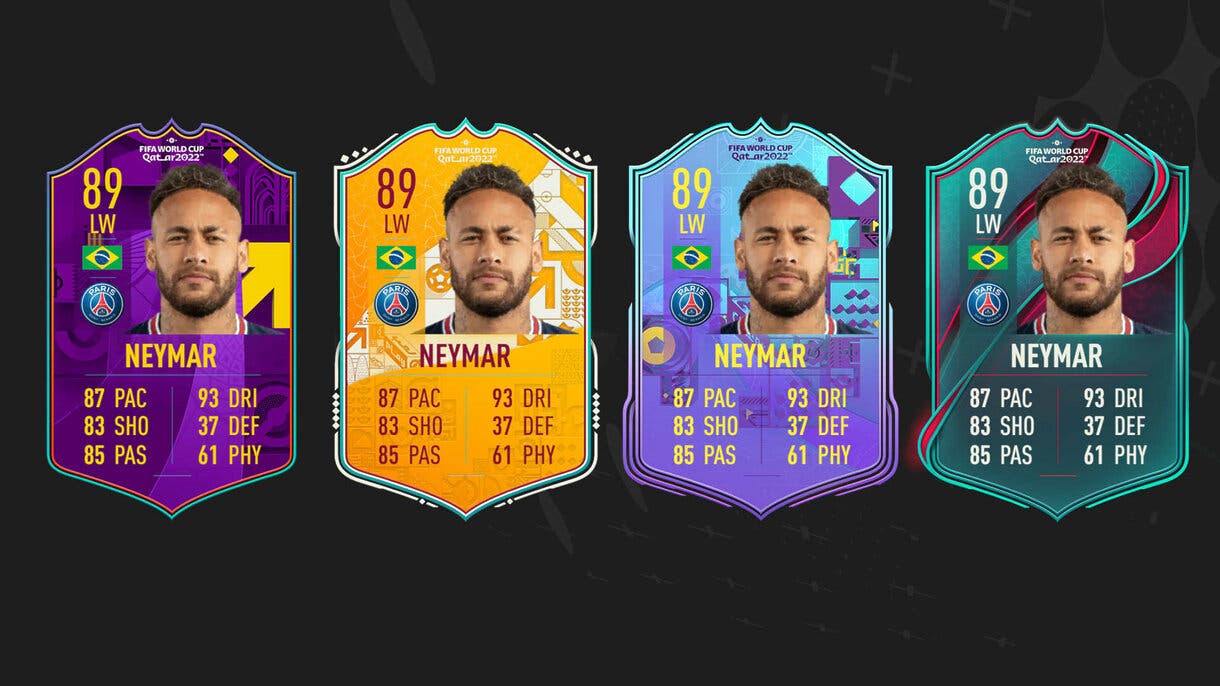 Cartas Neymar con los distintos diseños del Mundial confirmados (ejemplos) FIFA 23 Ultimate Team