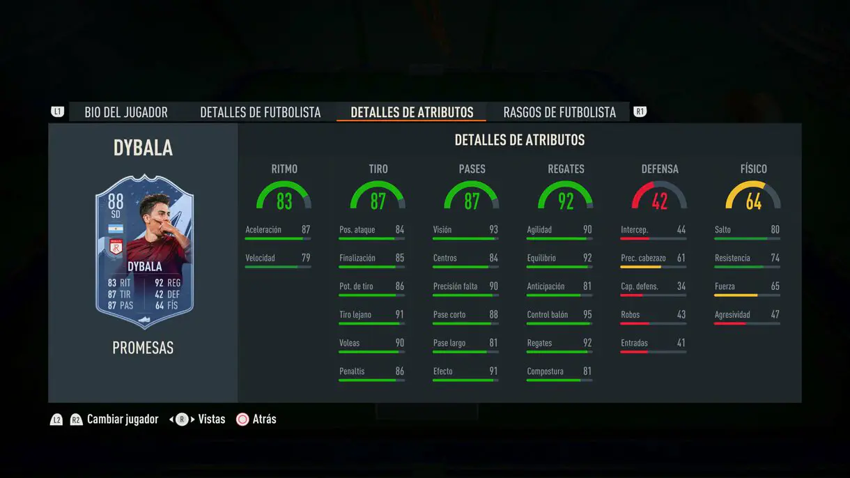Nuevas stats in game Dybala OTW FIFA 23 Ultimate Team