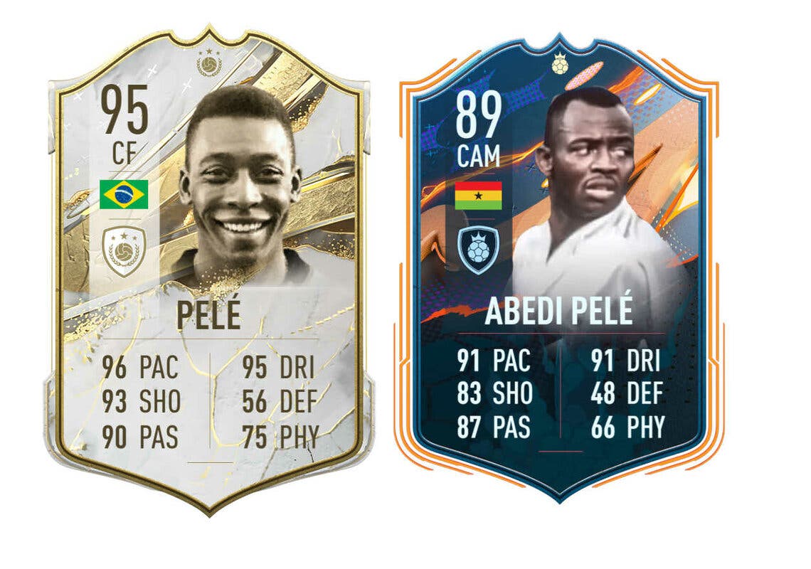 Cartas de Pelé Icono Medio y Abedi Pelé FUT Heroes FIFA 23 Ultimate Team