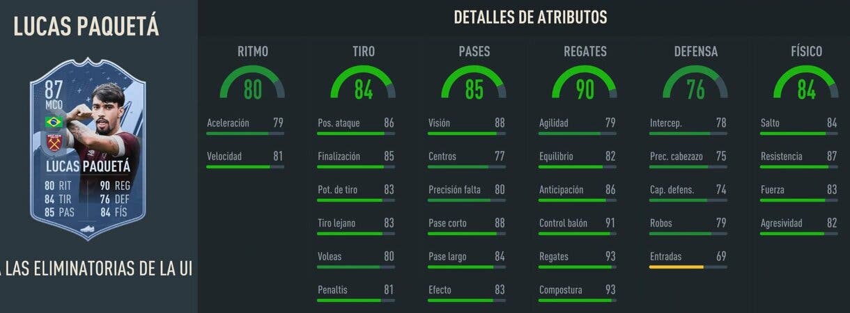Stats in game Paquetá RTTK 87 FIFA 23 Ultimate Team