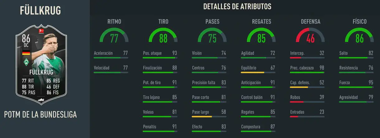 Stats in game Füllkrug POTM Bundesliga FIFA 23 Ultimate Team