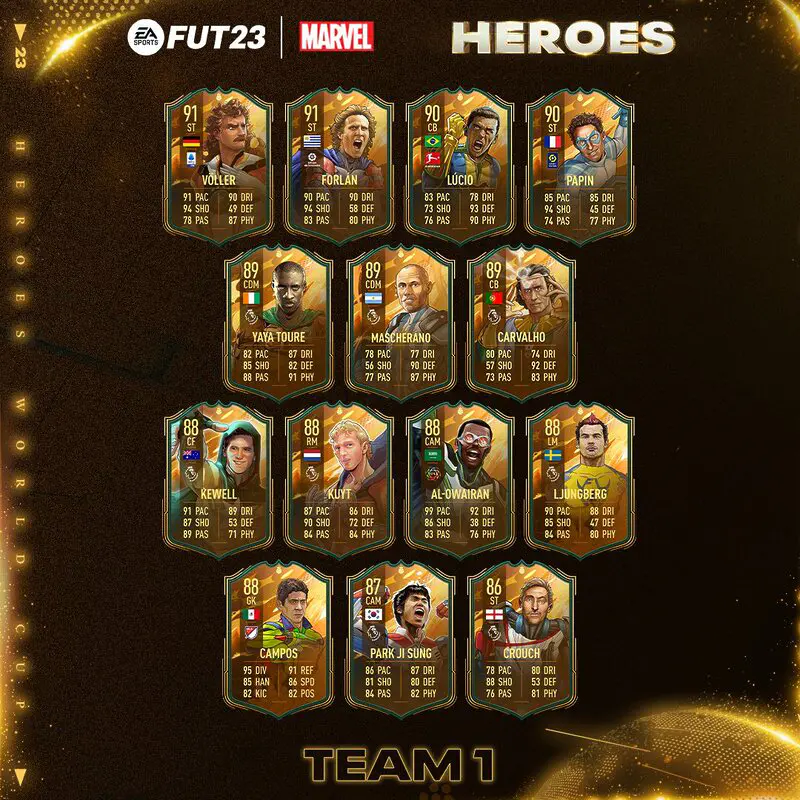 Todos los FUT Heroes del Mundial del equipo 1 FIFA 23 Ultimate Team