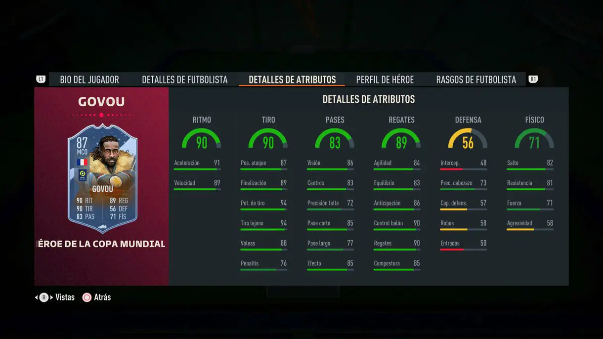 Stats in game Govou FUT Heroes del Mundial FIFA 23 Ultimate Team