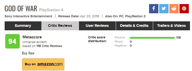 God of War: Ragnarök  Nota do Metacritic é revelada