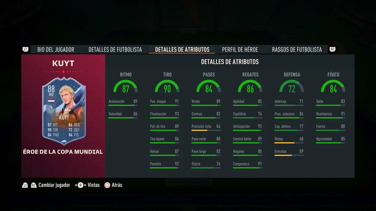Stats in game Kuyt FUT Heroes del Mundial FIFA 23 Ultimate Team