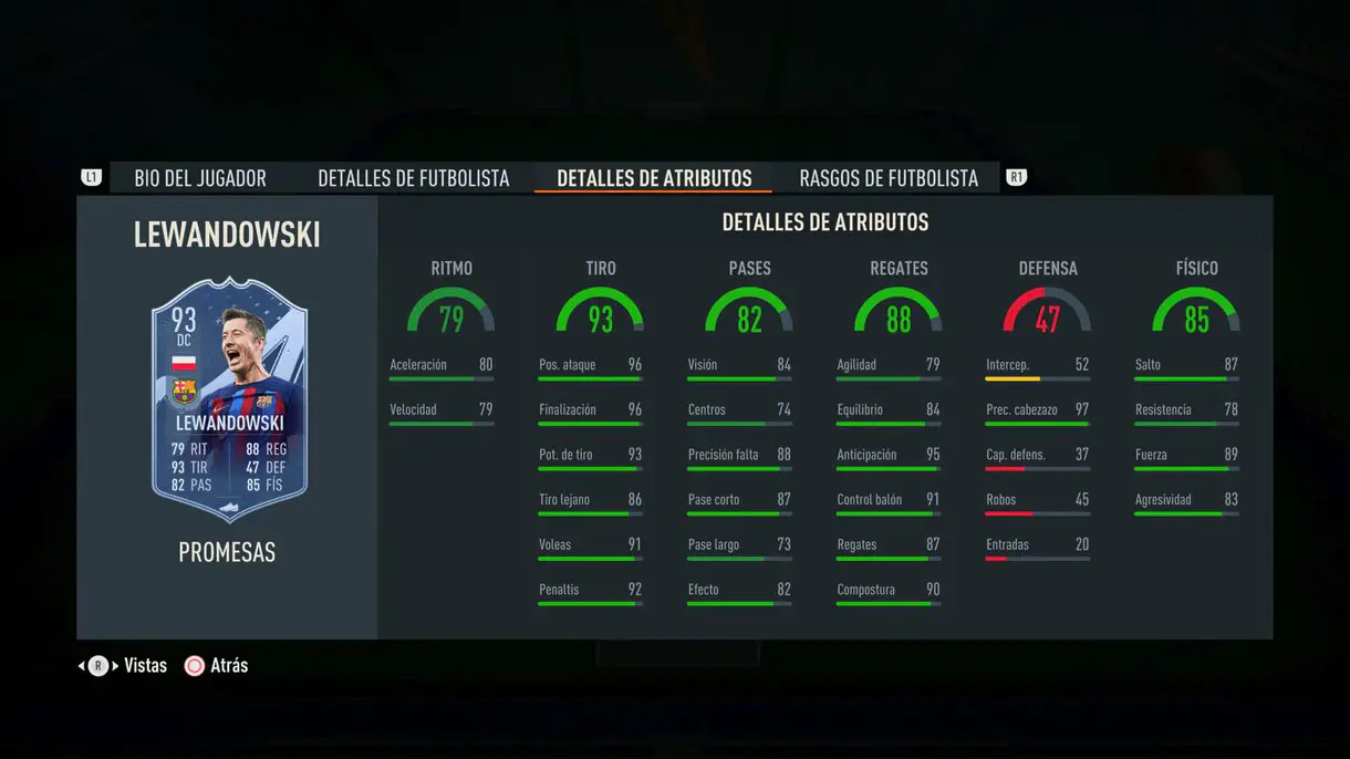 Nuevas stats in game Lewandowski OTW FIFA 23 Ultimate Team