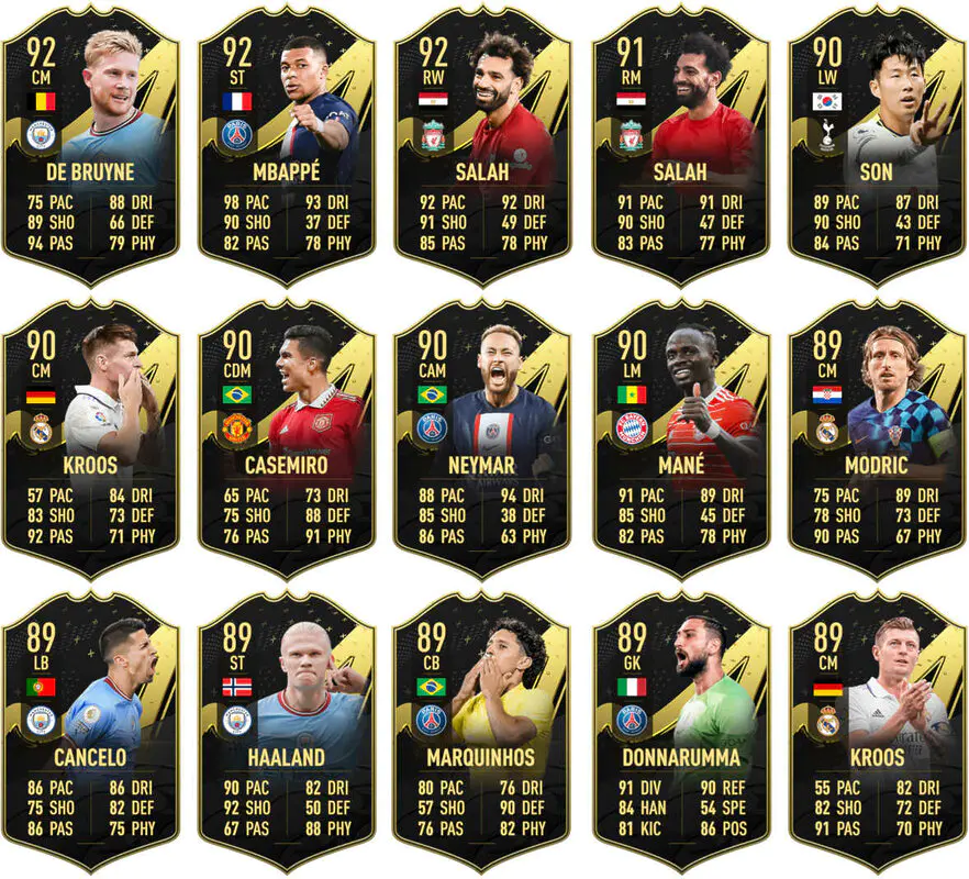 Primera parte de cartas IF´s +86 de media del TOTW 1 al 9 FIFA 23 Ultimate Team