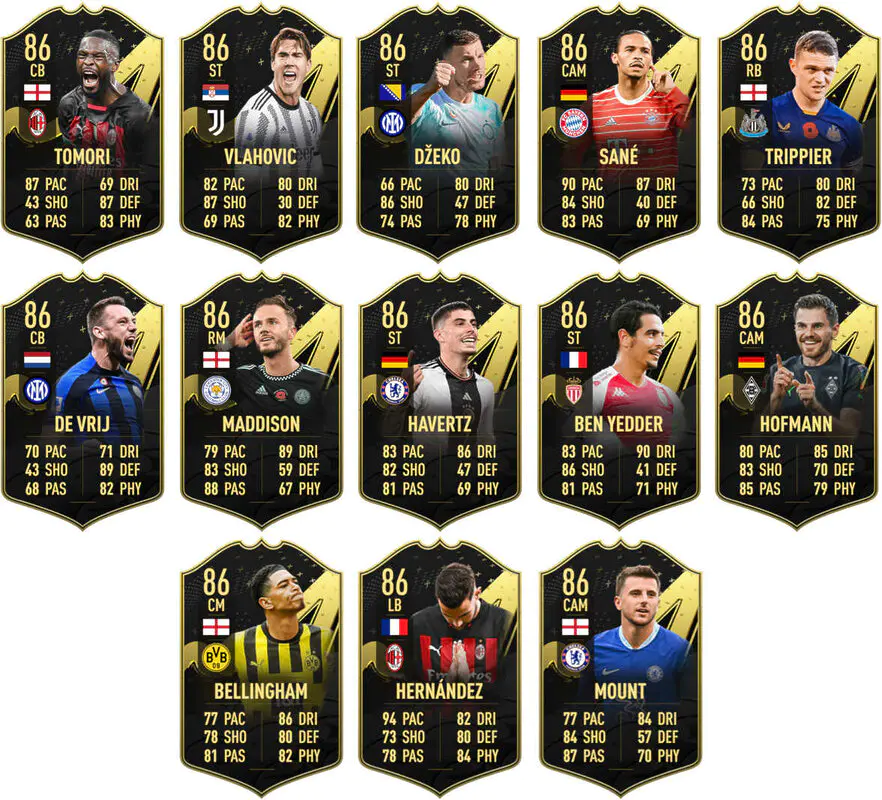 Tercera parte de cartas IF´s +86 de media del TOTW 1 al 9 FIFA 23 Ultimate Team