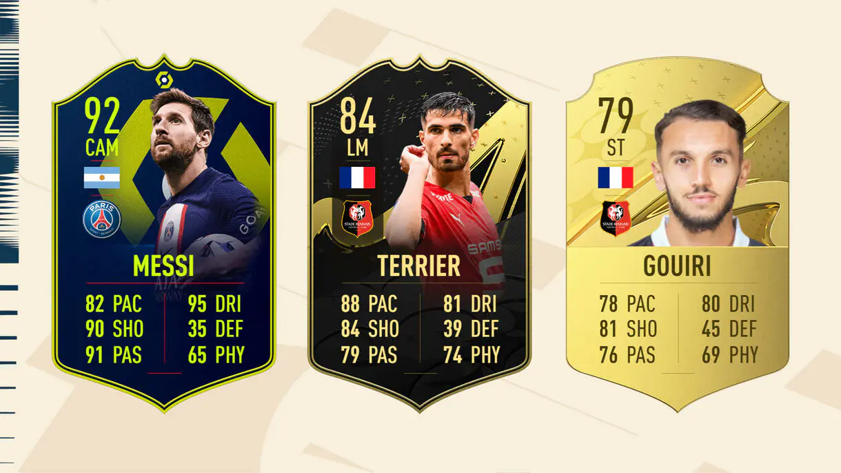 Mejores versiones In Form de Messi y Terrier + Carta oro de Gouiri FIFA 23 Ultimate Team