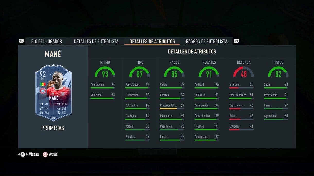 Nuevas stats in game Mané OTW FIFA 23 Ultimate Team