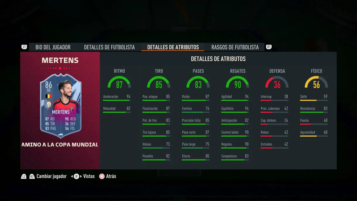 Stats in game Mertens RTFWC FIFA 23 Ultimate Team