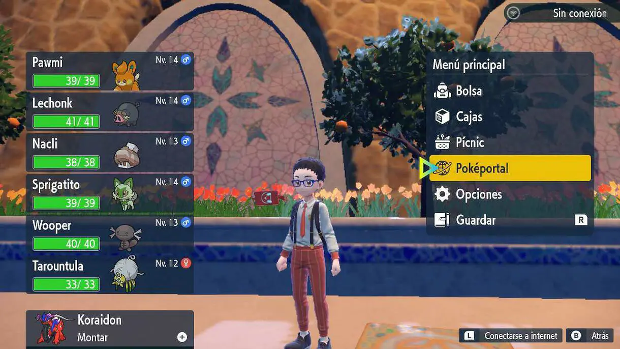 Pokemon Escarlata y Purpura menu