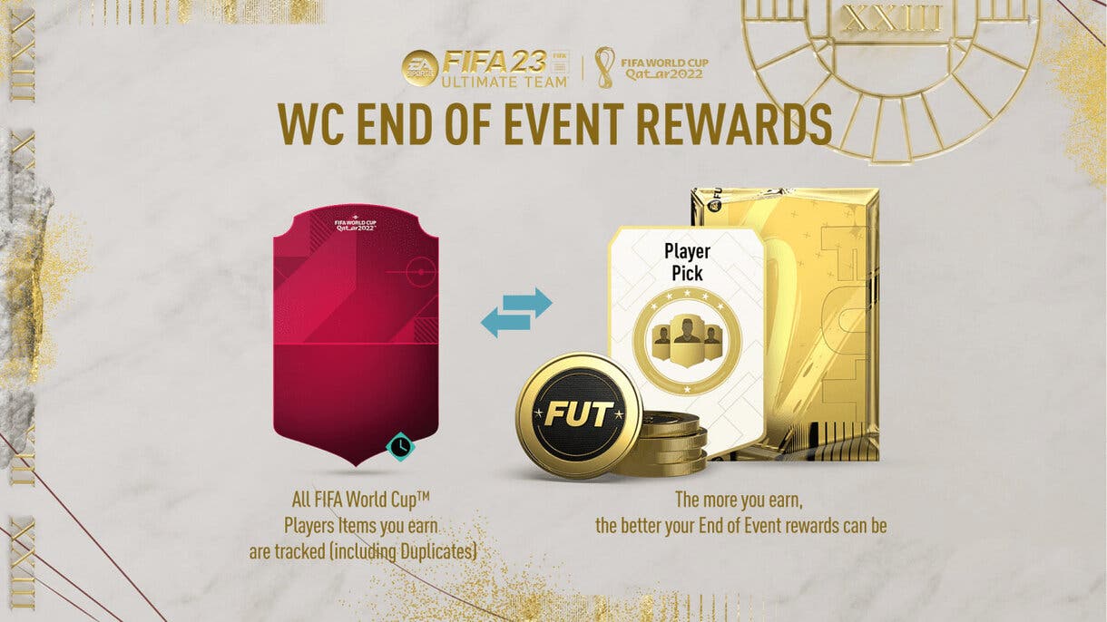 Explicación de cómo podremos conseguir recompensas gracias a los nuevos ítems del Mundial FIFA 23 Ultimate Team