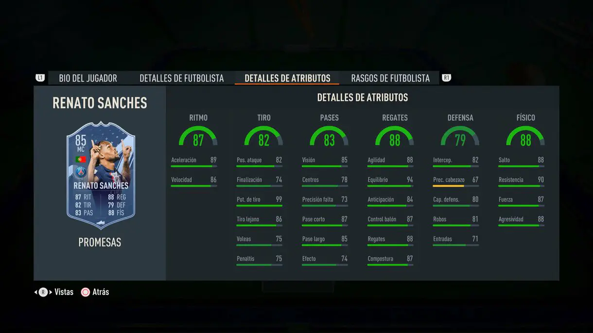 Nuevas stats in game Renato Sanches OTW FIFA 23 Ultimate Team