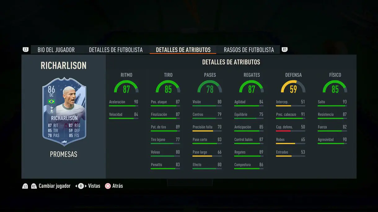 Nuevas stats in game Richarlison OTW FIFA 23 Ultimate Team