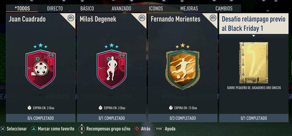 Aparta de SBC´s FIFA 23 Ultimate Team mostrando el SBC Flash 1 previo al Black Friday