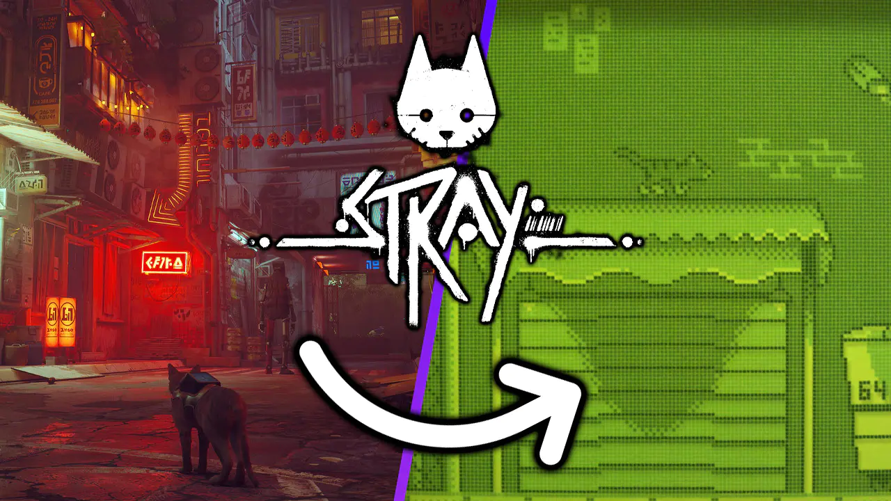 Stray convertido en un juego de Game Boy