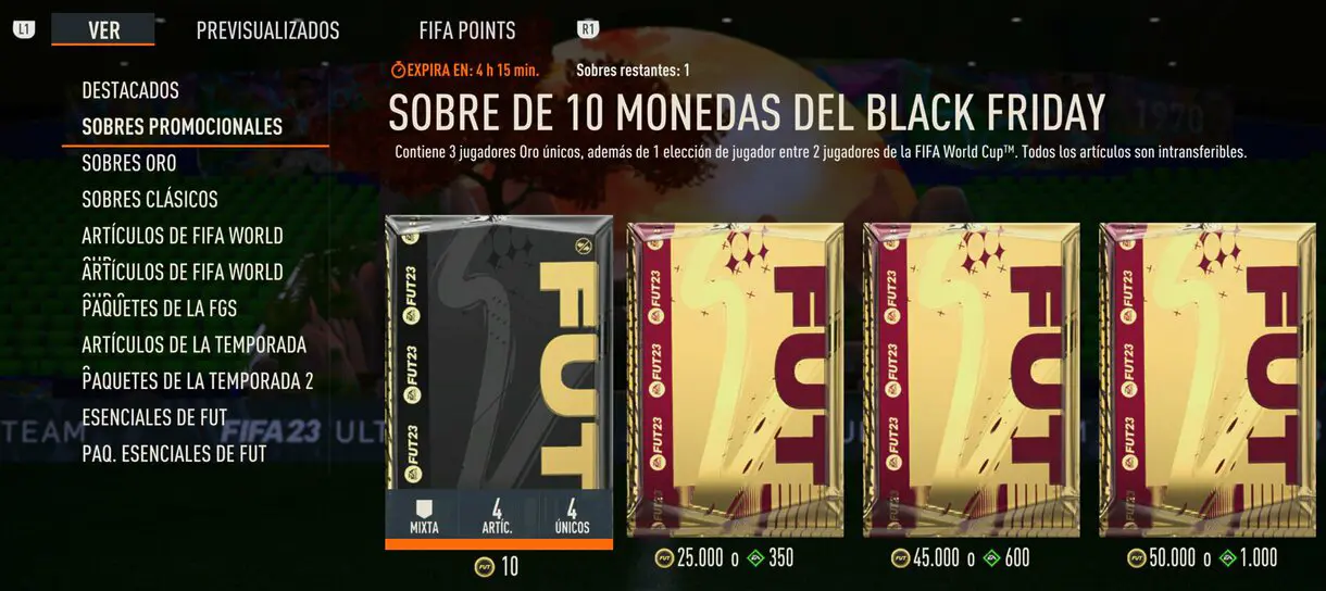 Tienda FIFA 23 Ultimate Team Sobre de 10 monedas del Black Friday