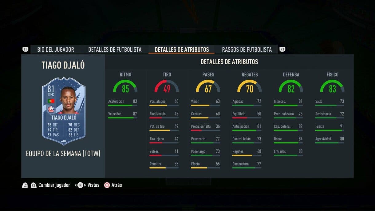Stats in game Tiago Djaló IF FIFA 23 Ultimate Team