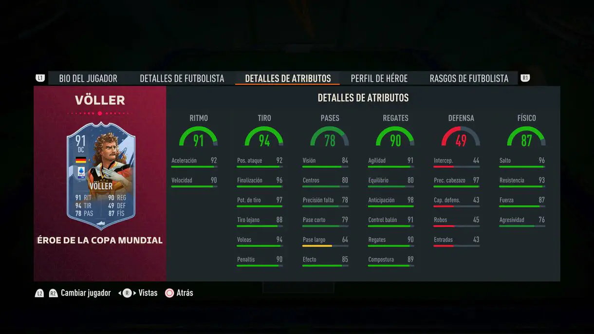 Stats in game Völler FUT Heroes del Mundial FIFA 23 Ultimate Team