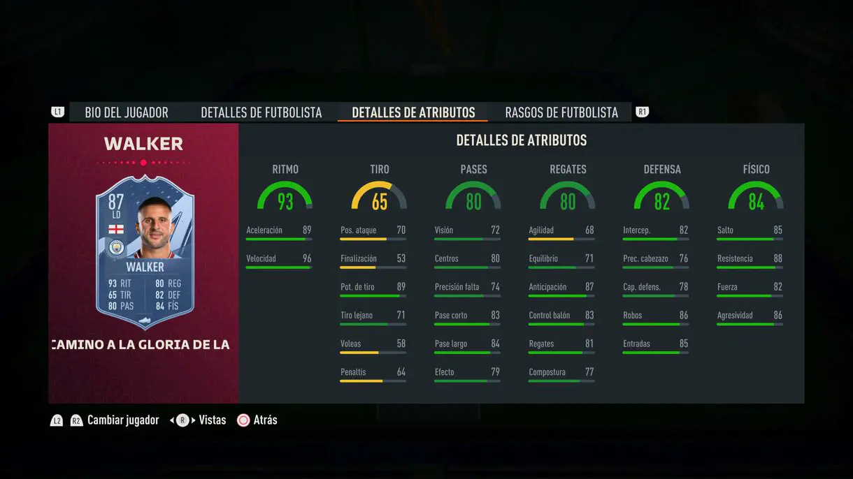 Stats in game Walker Path to Glory FIFA 23 Ultimate Team