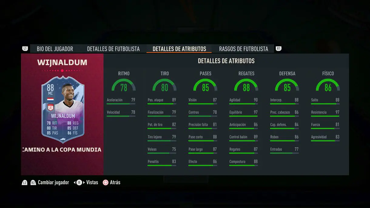 Stats in game Wijnaldum RTFWC FIFA 23 Ultimate Team