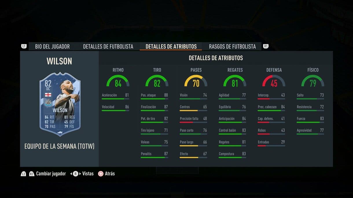 Stats in game Wilson IF FIFA 23 Ultimate Team