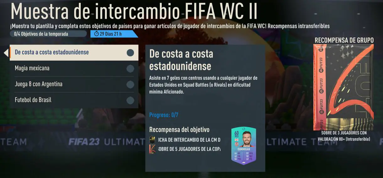 Hitos "Muesta de intercambio FIFA WC II" FIFA 23 Ultimate Team