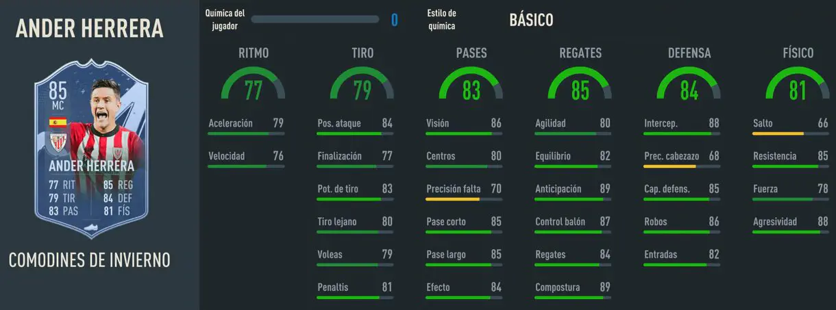 Stats in game Ander Herrera Winter Wildcards FIFA 23 Ultimate Team