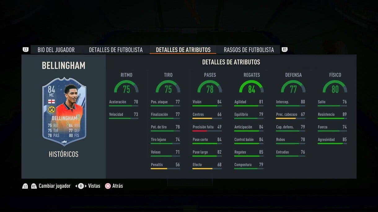 Stats in game Bellingham Históricos FIFA 23 Ultimate Team