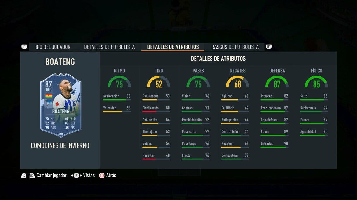 Stats in game Boateng Winter Wildcards FIFA 23 Ultimate Team