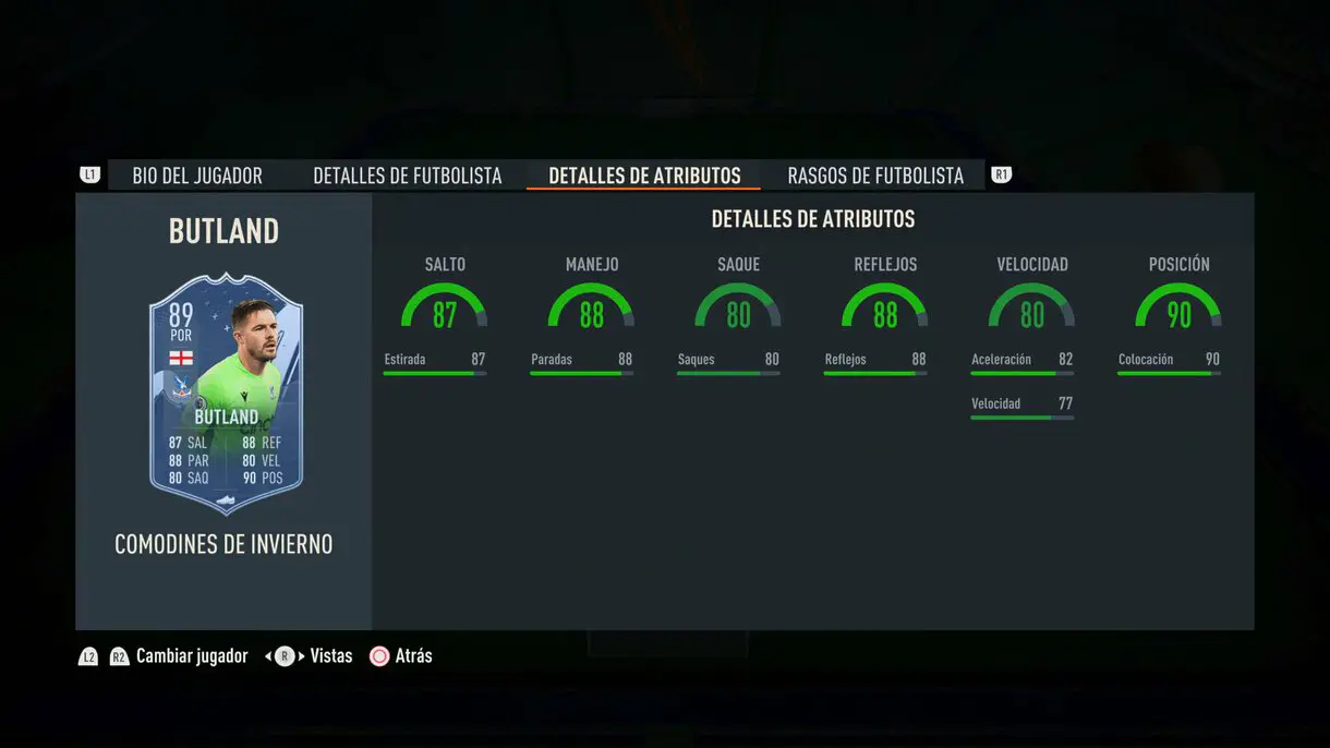 Stats in game Butland Winter Wildcards FIFA 23 Ultimate Team
