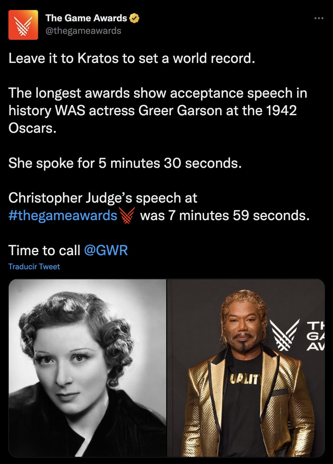 Discurso de Christopher Judge en The Game Awards 2022 rompe récord mundial