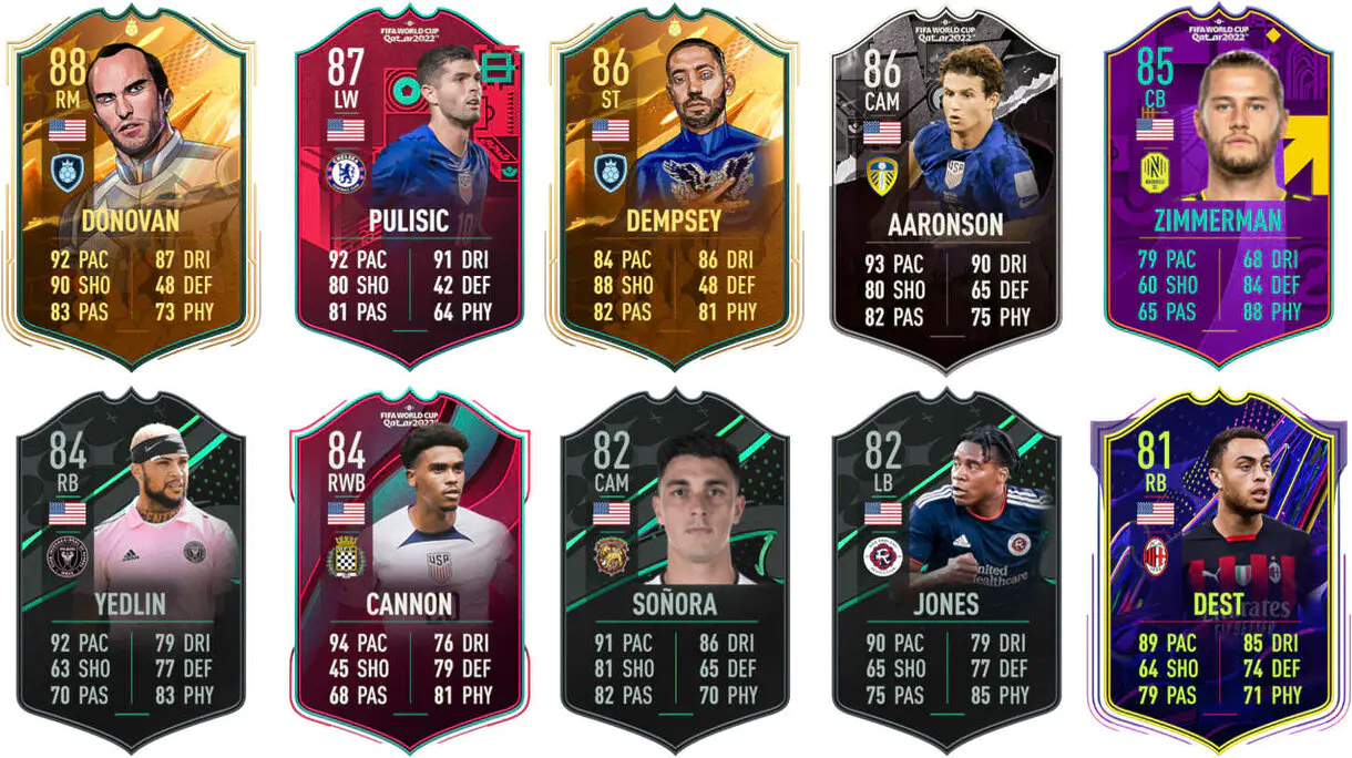 Ejemplos versiones especiales Estados Unidos FIFA 23 Ultimate Team