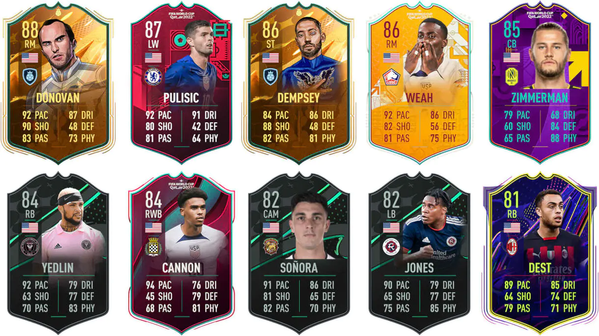 Ejemplos versiones especiales Estados Unidos FIFA 23 Ultimate Team