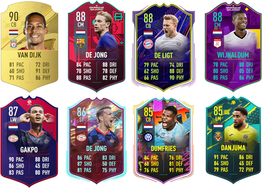 Ejemplos versiones especiales Países Bajos FIFA 23 Ultimate Team