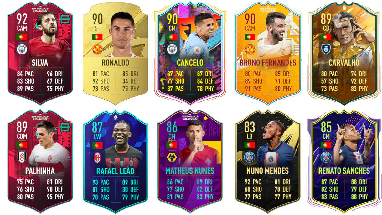Ejemplos cartas competitivas y útiles Portugal FIFA 23 Ultimate Team