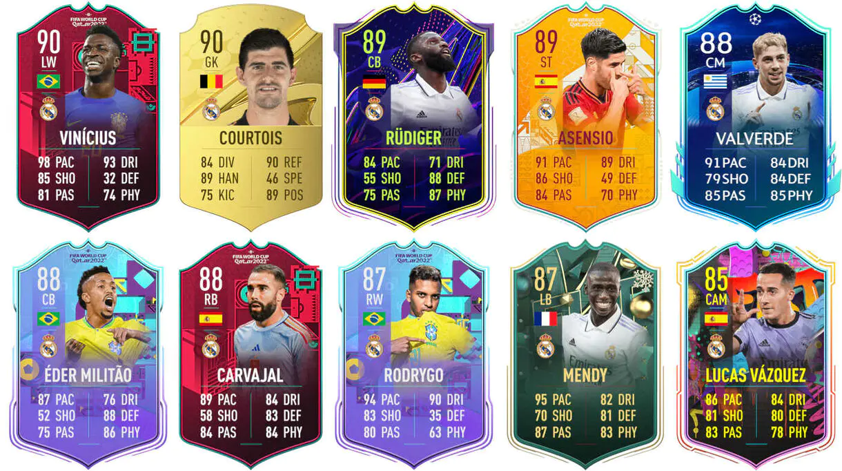 Ejemplos cartas competitivas Real Madrid FIFA 23 Ultimate Team