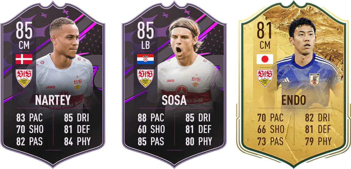 Cartas Dúo Dinámico Nartey y Sosa + Endo Históricos (Stuttgart) FIFA 23 Ultimate Team