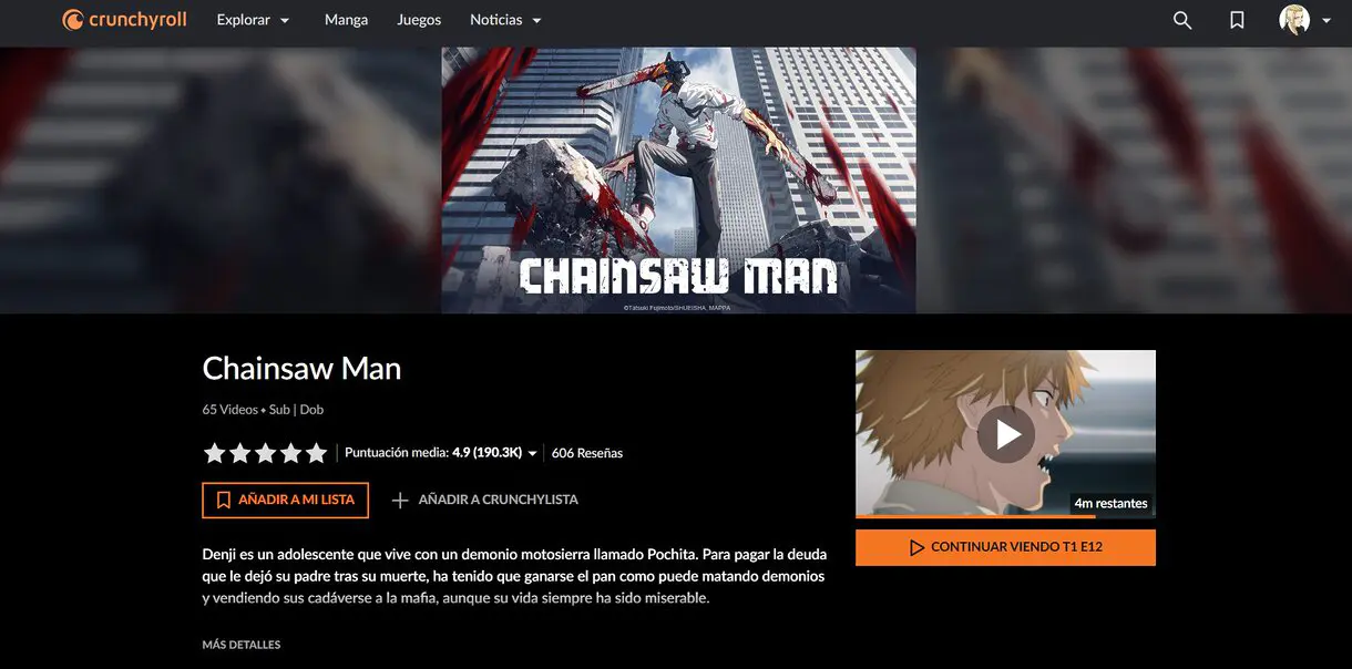 chainsaw man en crunchyroll