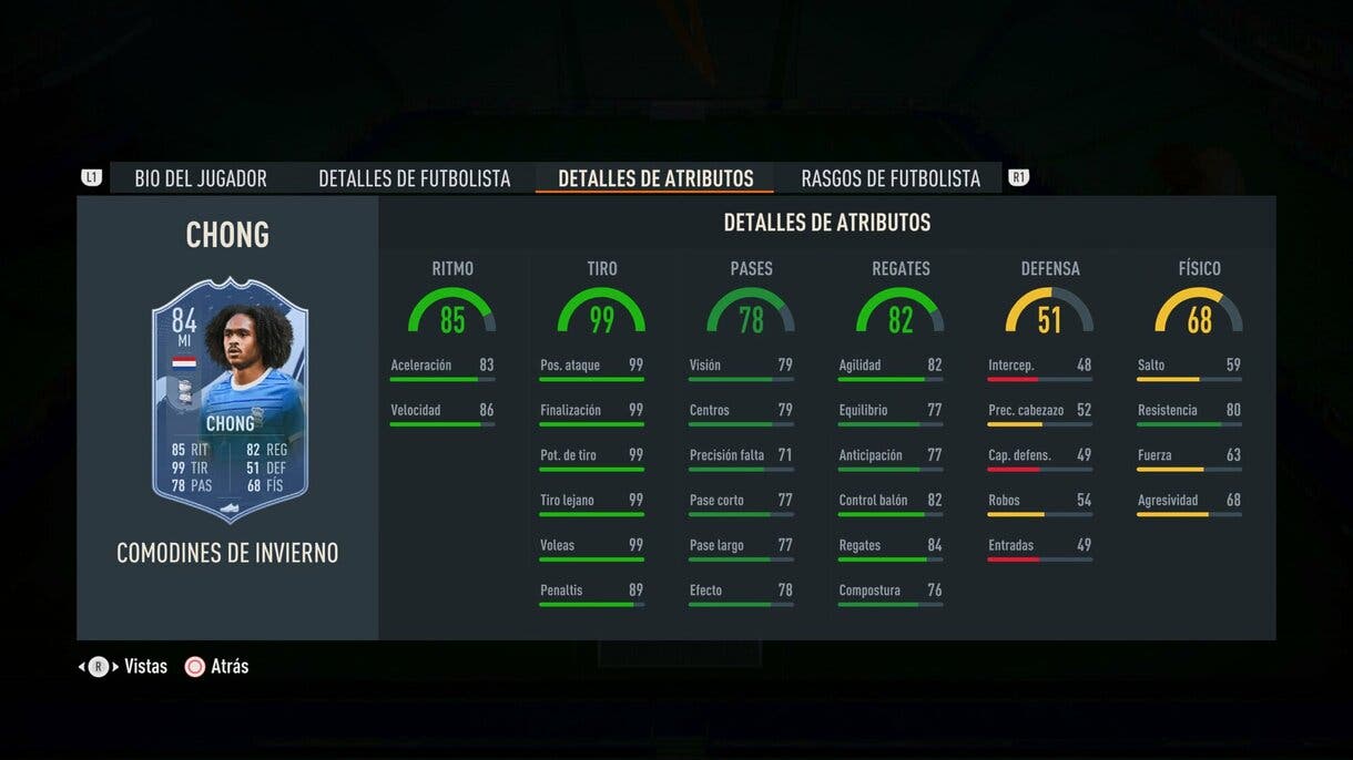 Stats in game Chong Winter Wildcards FIFA 23 Ultimate Team