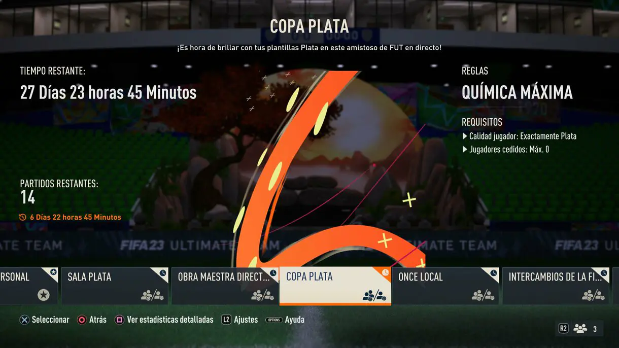 Copa Plata desde el menú de amistosos online FIFA 23 Ultimate Team