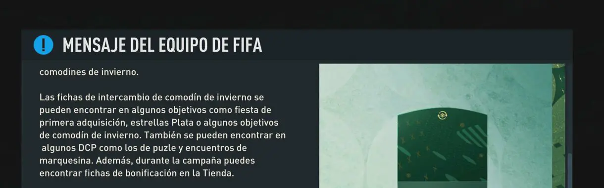 Parte del mensaje de EA Sports sobre los Winter Wildcards Swaps FIFA 23 Ultimate Team