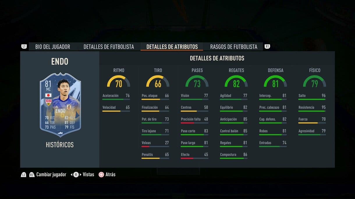 Stats in game Endo Históricos FIFA 23 Ultimate Team