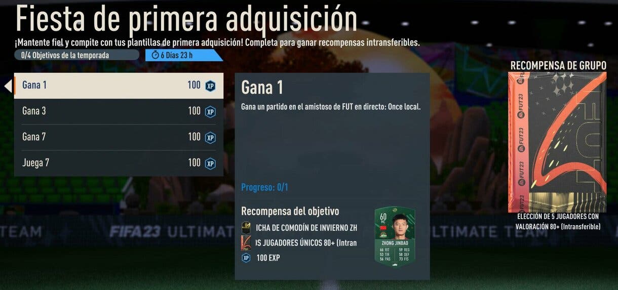 Objetivo Gana 1 de los Hitos Fiesta de primera adquisición FIFA 23 Ultimate Team